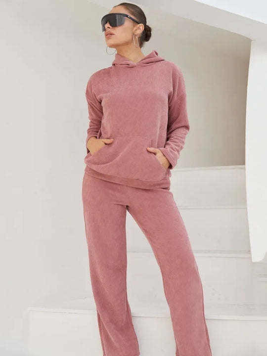Damen bequemer Kapuzenpullover mit passender Jogginghose R&B