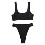 Damen Hochgeschnittener Bikini mit breiten Trägern