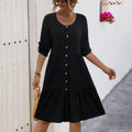 Damen Midi-Kleid mit eleganter Knopfleiste und luftiger A-Linien-Silhouette R&B