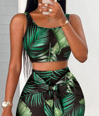 Damen Crop Top und Midikleid Set R&B