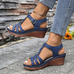Damen Keilsandalen mit bequemer Fußbettung und verstellbarem Riemen R&B