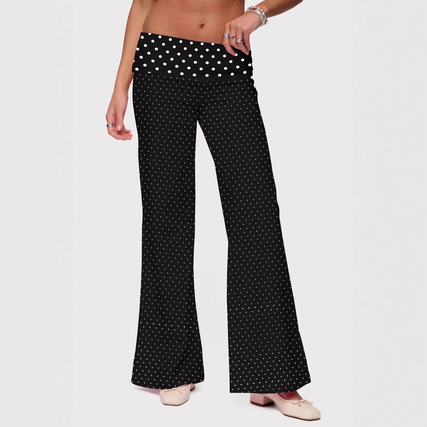 Damen Palazzo-Hose mit gestreiftem Bund und lässigem Schnitt R&B
