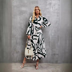 Damen Hemdblusenkleid mit modernem Grafikdruck und taillierter Silhouette R&B