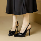 Damen Slingback-High-Heels mit glänzender Oberfläche und eleganter Schnalle