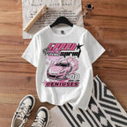 Damen T-Shirt mit kreativem Auto-Motiv und urbanem Schriftzug R&B