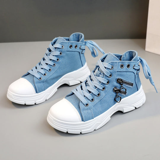 Damen modische High-Top Sneakers mit Reißverschluss und robustem Profil R&B