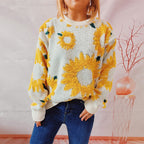 Damen Strickpullover mit floralem Design und Oversize-Schnitt R&B