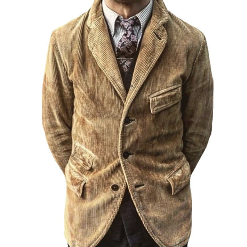 Herren modischer Cordblazer mit strukturiertem Design und praktischen Taschen