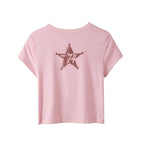 Damen lässiges Baumwoll-Crop-Top mit auffälligem Druck R&B