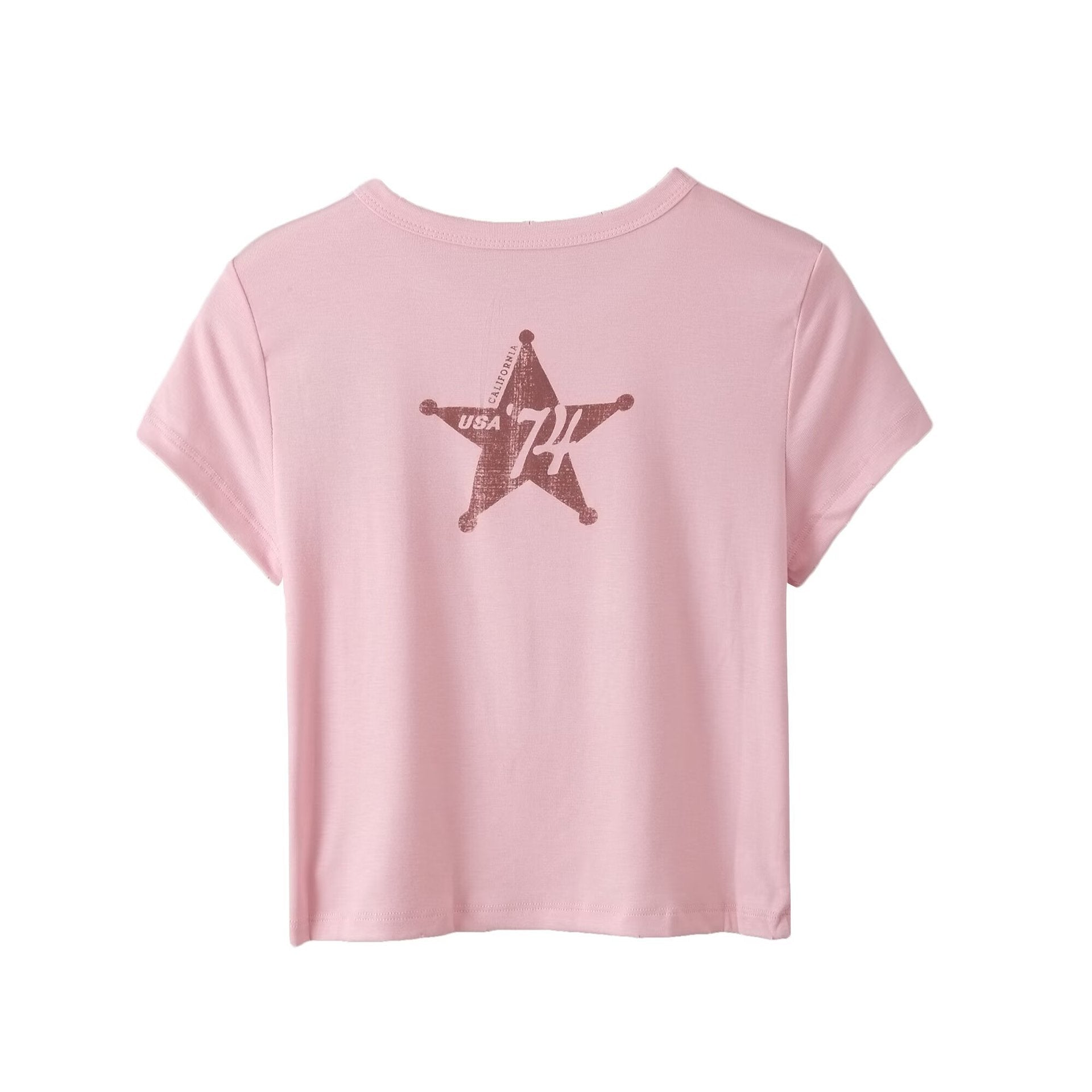 Damen lässiges Baumwoll-Crop-Top mit auffälligem Druck R&B