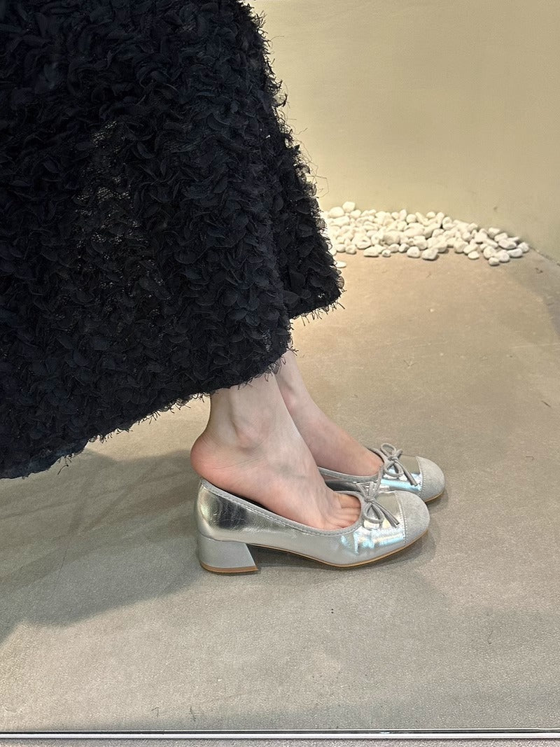Damen Ballerinas mit glänzender Oberfläche und niedlichem Schleifen-Detail R&B