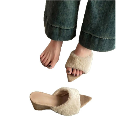 Damen elegante Plateau-Mules mit Fäustling-Optik R&B