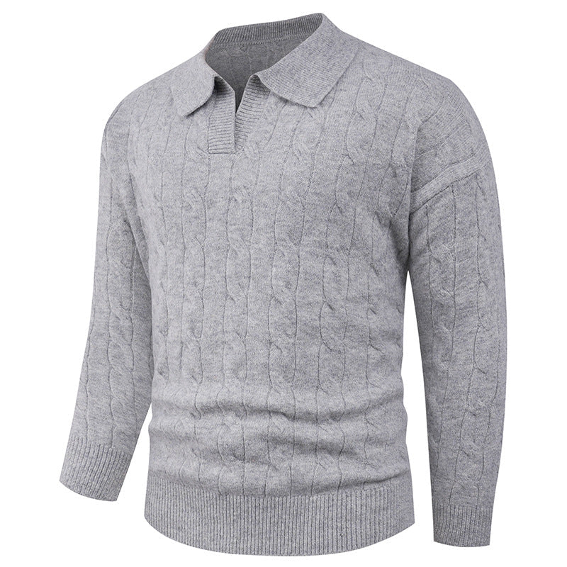 Herren eleganter Strickpullover mit modernem Zopfmuster R&B