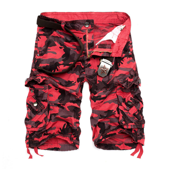 Herren Camo Cargo-Shorts mit mehreren Taschen und verstellbarem Bund R&B