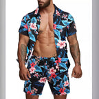 Herren kurzärmliges Hemd und Badeshorts Set R&B
