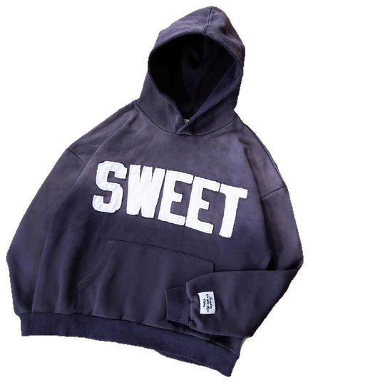 Unisex nan weit geschnittener Kapuzenpullover mit aufgesetzten Buchstabenapplikationen und Kängurutasche R&B
