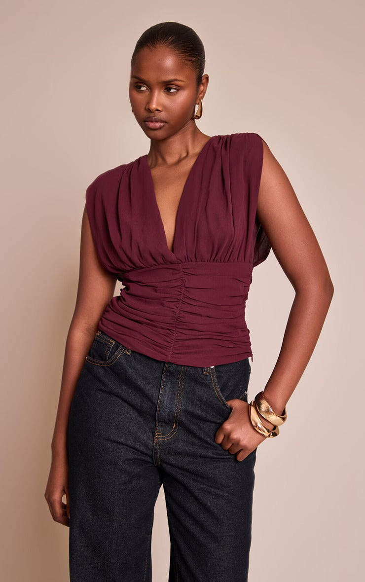 Damen Schicke Bluse mit Raffung R&B