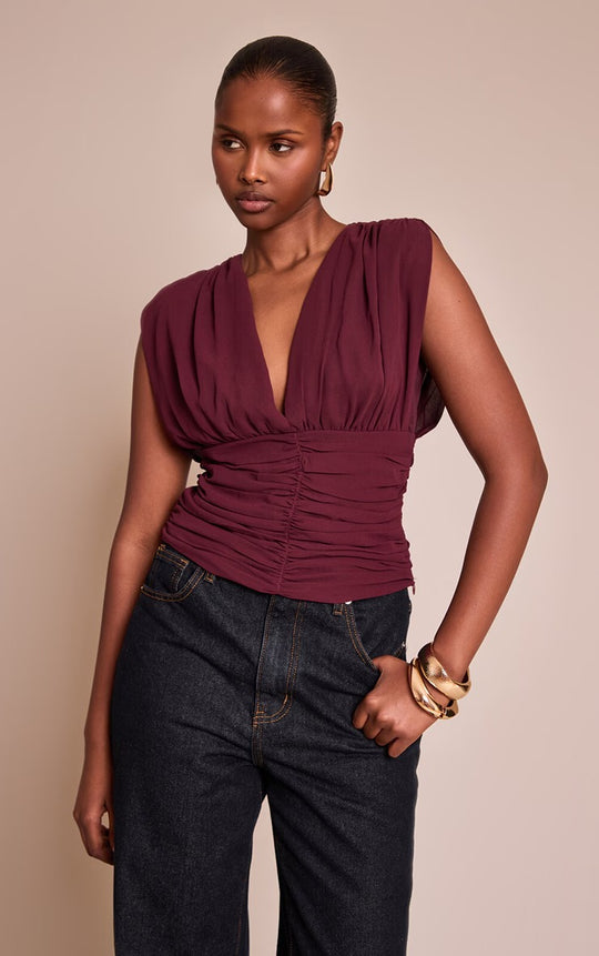 Damen Schicke Bluse mit Raffung R&B