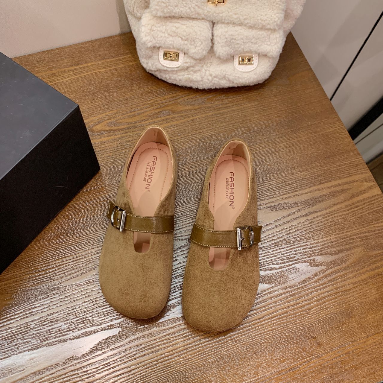 Damen elegante Mokassins mit modischer Schnallenverzierung R&B