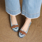 Damen Ballerina-Schuhe mit modischen Floral-Applikationen und eleganter Schnalle R&B
