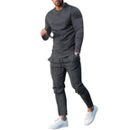Herren nan athletisches Longsleeve- und Nahtdetail-Jogginghose-Set mit schlanker Passform R&B