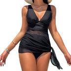 Damen eleganter Tankini mit Raffungen und seitlichem BindR&Band R&B