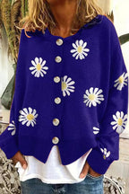 Damen Knopfpullover mit Blumenmuster R&B