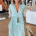 Damen Boho-Stil Kleid mit geflochtener Schnürung und handgefertigten Details R&B
