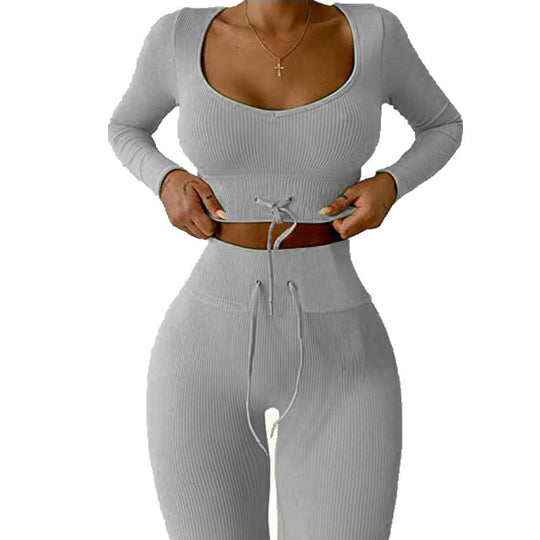 Damen Rippstrick Set mit verstellbarem Bund R&B