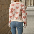 Damen Strickpullover mit Herzmuster und lässigem Schnitt R&B
