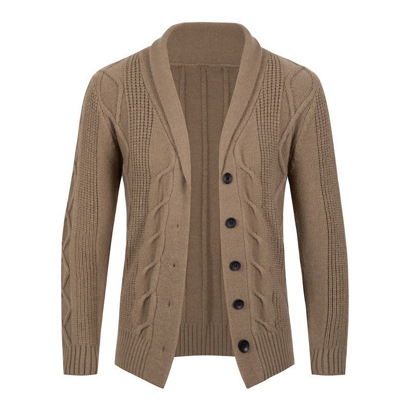 Herren Strickjacke mit modischem Zopfmuster und strukturierter Textur