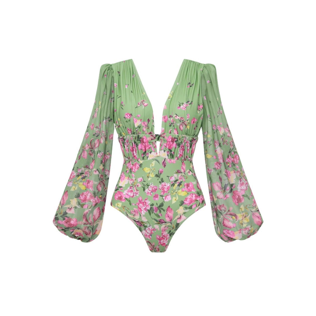Damen Bikiniset mit floralem Schnitt und elegantem Maxirock R&B