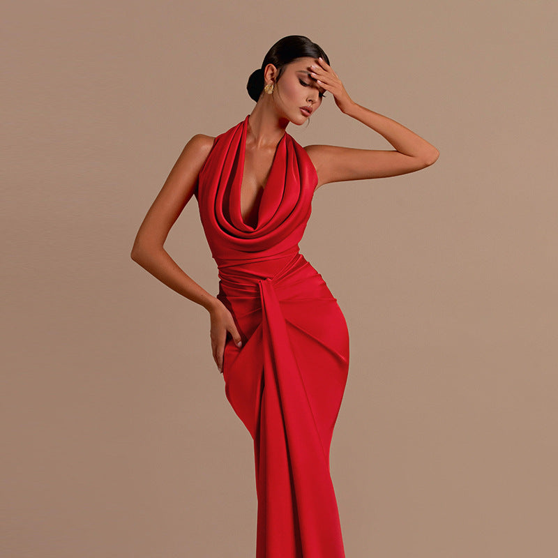 Damen Elegantes Maxikleid mit schmeichelndem Schnitt und tiefem V-Ausschnitt R&B