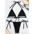 Damen Triangel-Bikini-Set mit geflochtenem Höschen und verstellbaren Trägern R&B