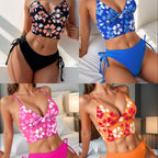 Damen Bikini-Set mit floralem Oberteil und bequemen Bändchen R&B