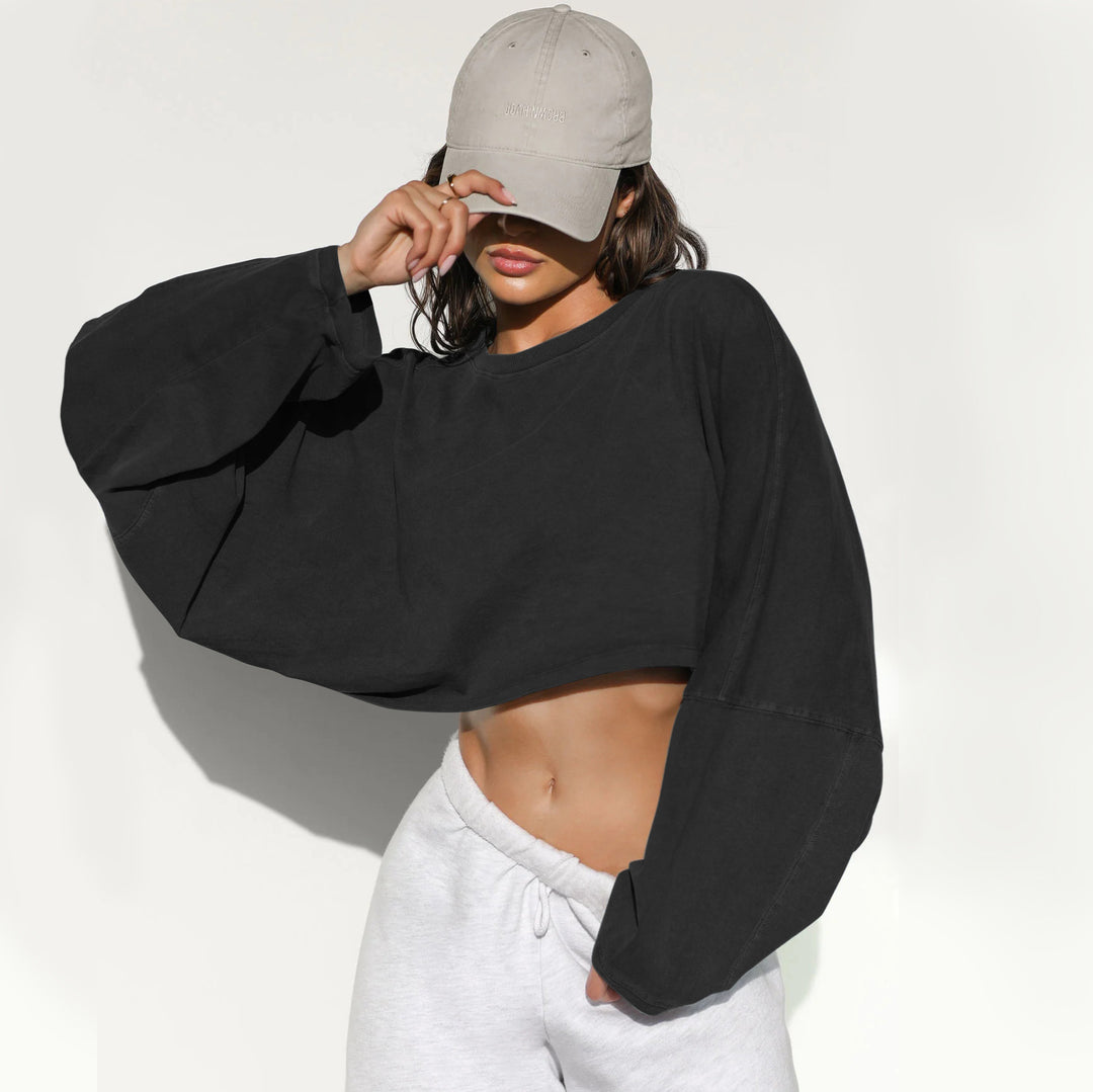 Damen lässiger Crop-Pullover R&B