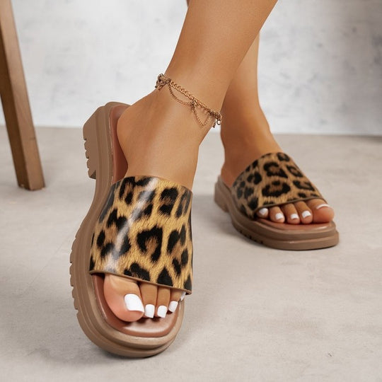 Damen modische Slides mit Leopardenmuster R&B