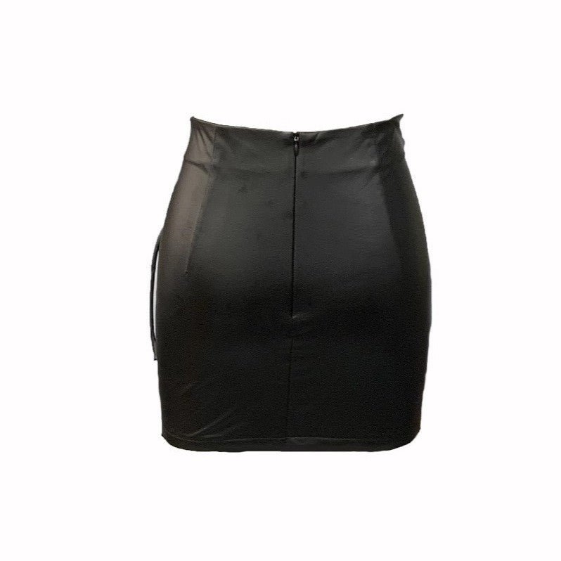 Damen Minirock aus Kunstleder mit raffinierten Schnürdetails R&B