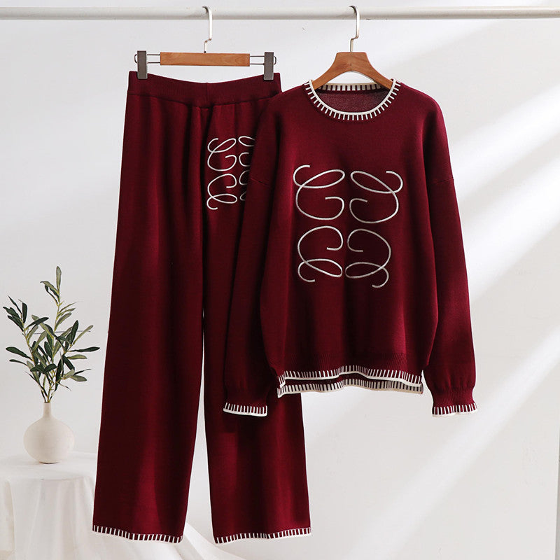 Damen gemütliches Sweatset mit grafischem Design und eleganten Kontrastdetails R&B