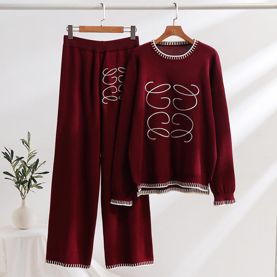 Damen gemütliches Sweatset mit grafischem Design und eleganten Kontrastdetails R&B