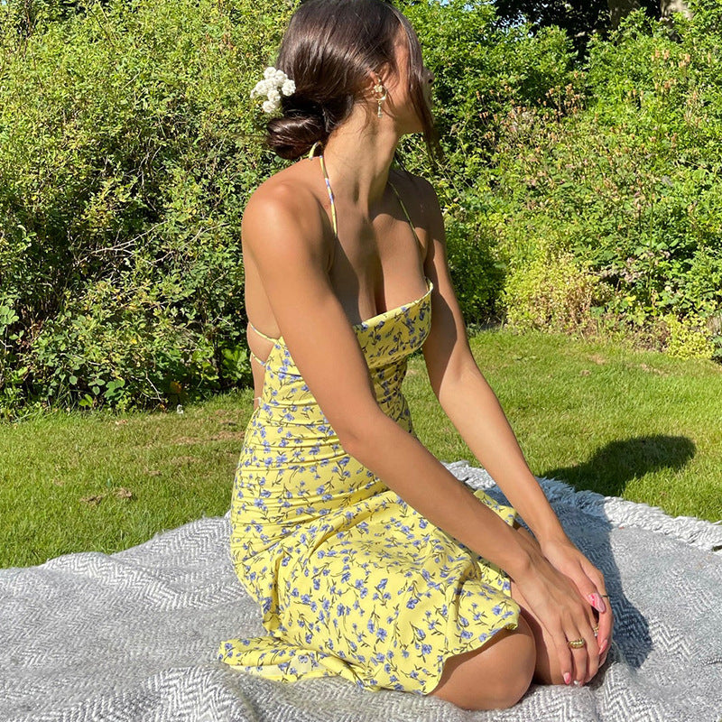 Damen Etuikleid mit floralem Design und eleganten Spaghettiträgern R&B