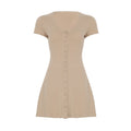 Damen Kurzarm-Strickkleid mit Knopfdetail und schmeichelndem Schnitt R&B