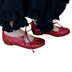Damen Ballerina-Schuhe mit elegante Raffung und modischem Schnürdetail