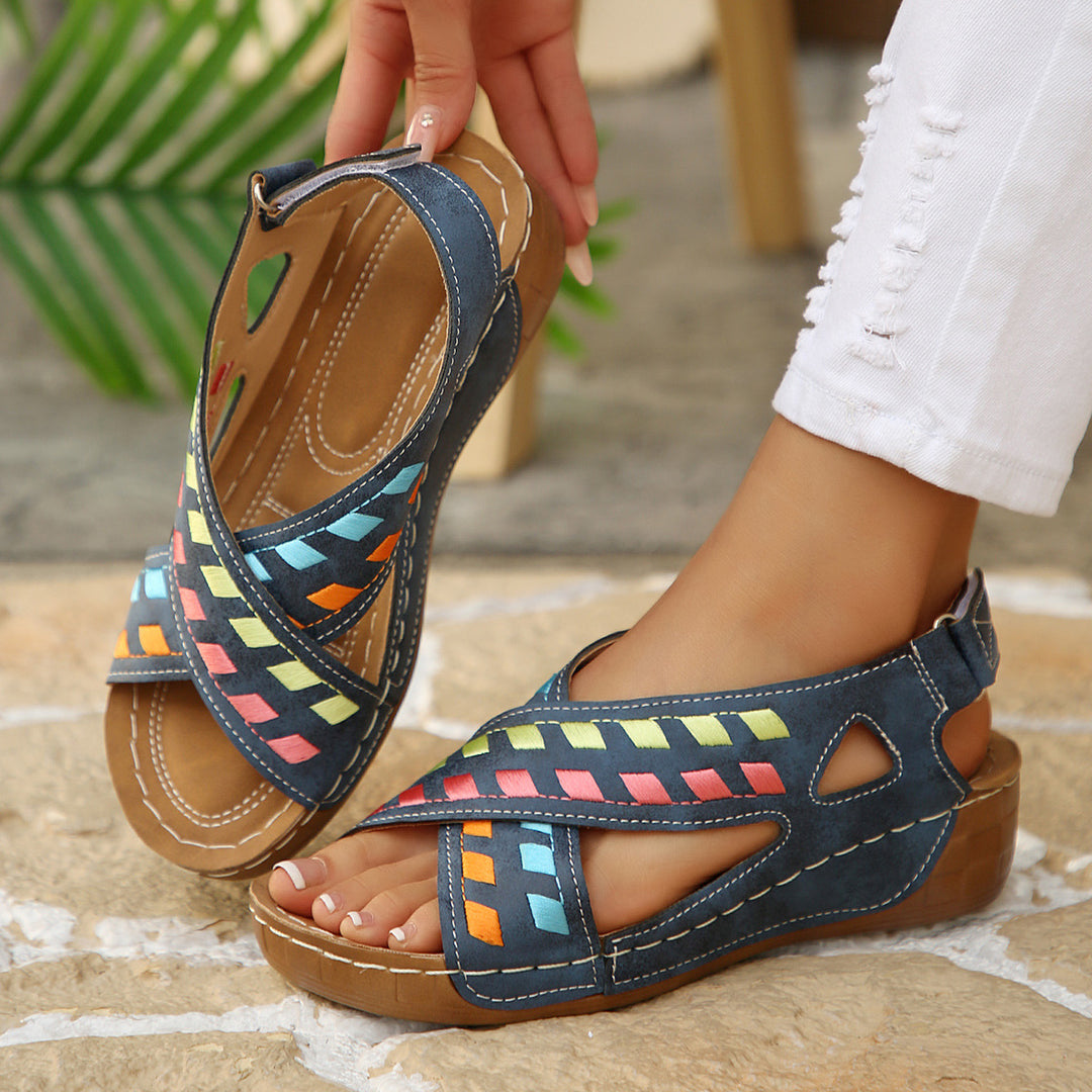 Damen offene Freizeit-Sandalen mit kunstvollem Flechtmuster R&B