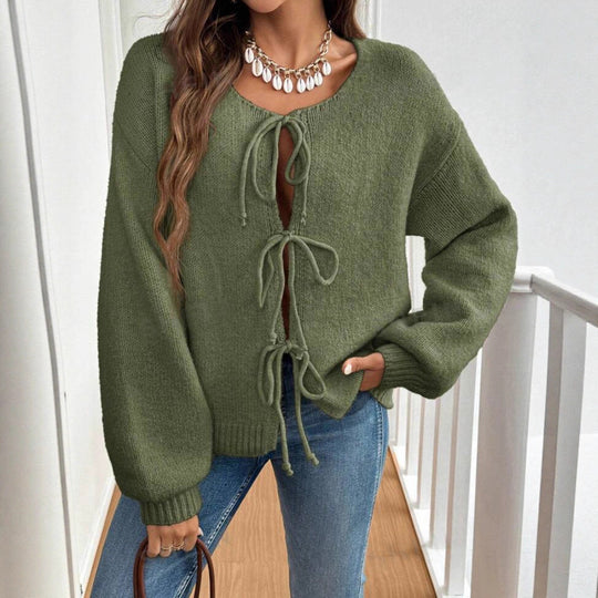 Damen Pullover mit Kordelzug und überschnittenen Ärmeln R&B