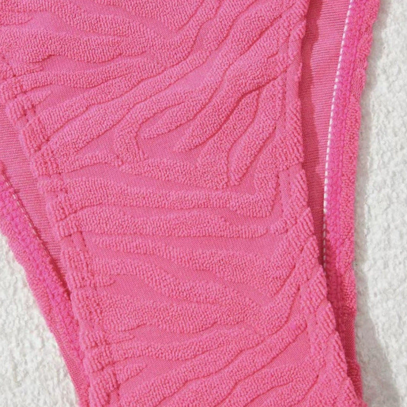 Damen Einseitiger Bikini im modernen Wellenmuster mit asymmetrischem Oberteil R&B