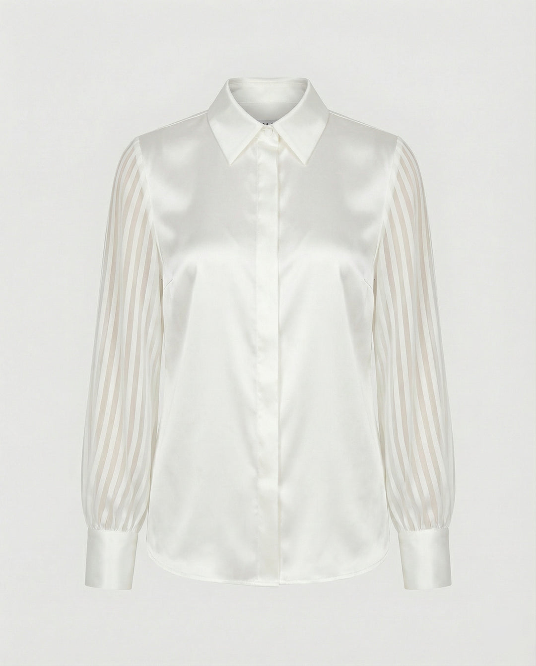 Damen Satinbluse mit transparenten Puffärmeln