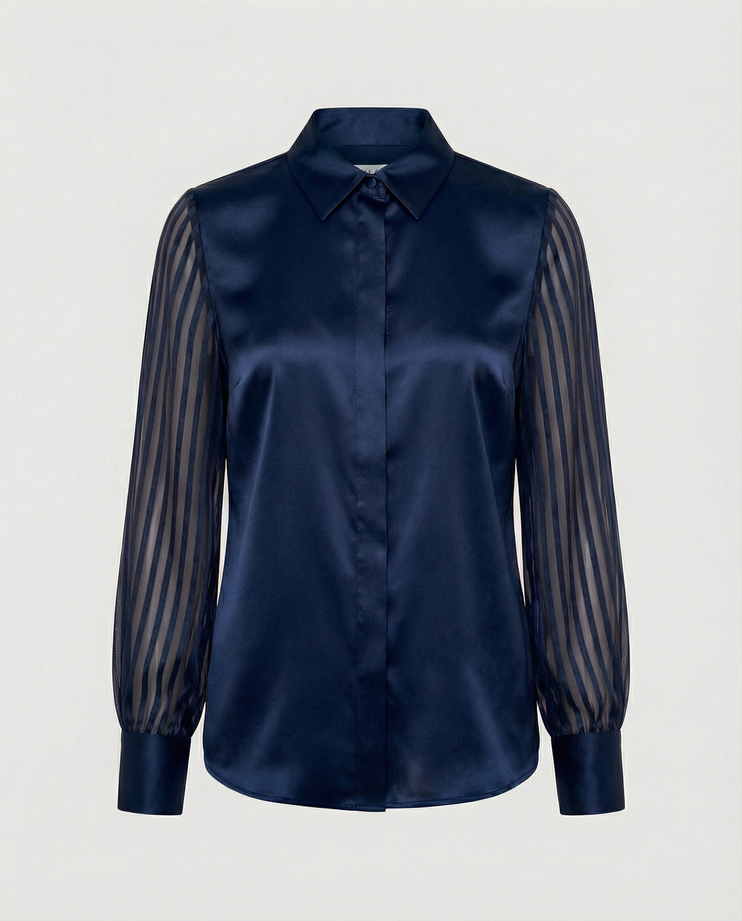 Damen Satinbluse mit transparenten Puffärmeln