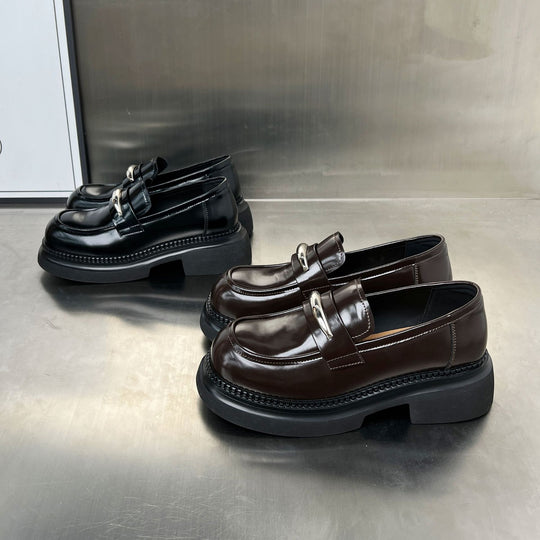 Damen Modische Loafers mit trendiger Schnallenverzierung und stabiler Plateausohle R&B