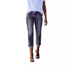 Damen 3/4 Jeans mit modischem Fransenabschluss